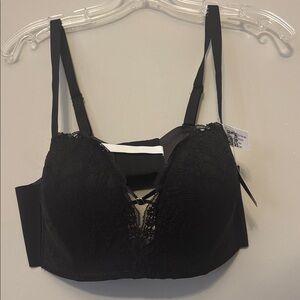 Deyllo Women's Balconette Push-Up Bra (Black, 38C)